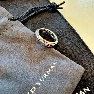 David Yurman Cable Sterling Silver & 1/4 18k Yellow Gold Amethyst Ring Size 7